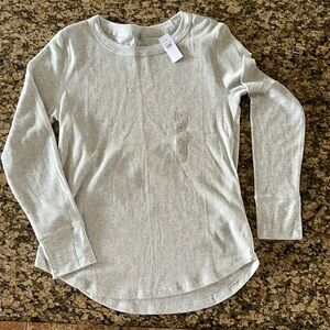 GAP Waffle-knit Crewneck T-shirt, light gray, Lg